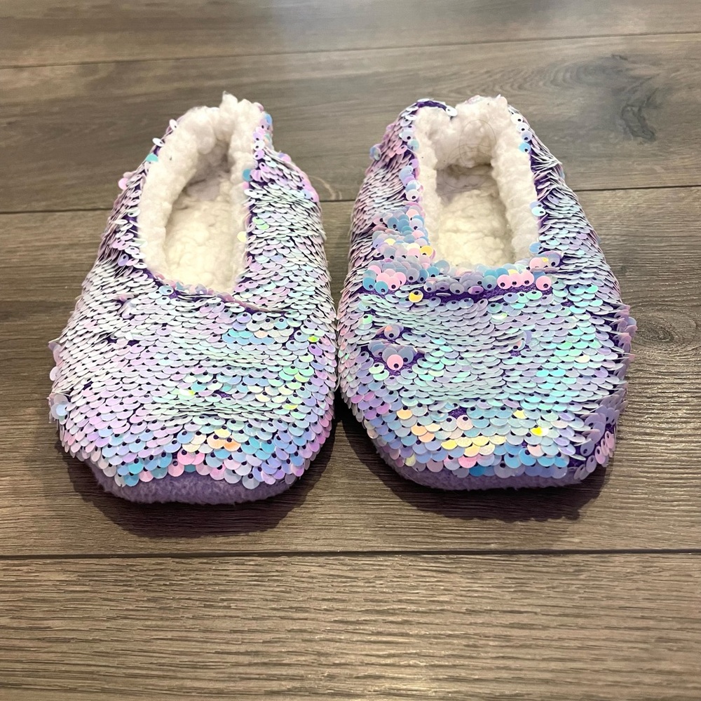 Girls Flip Sequin Slippers, Size 9-10